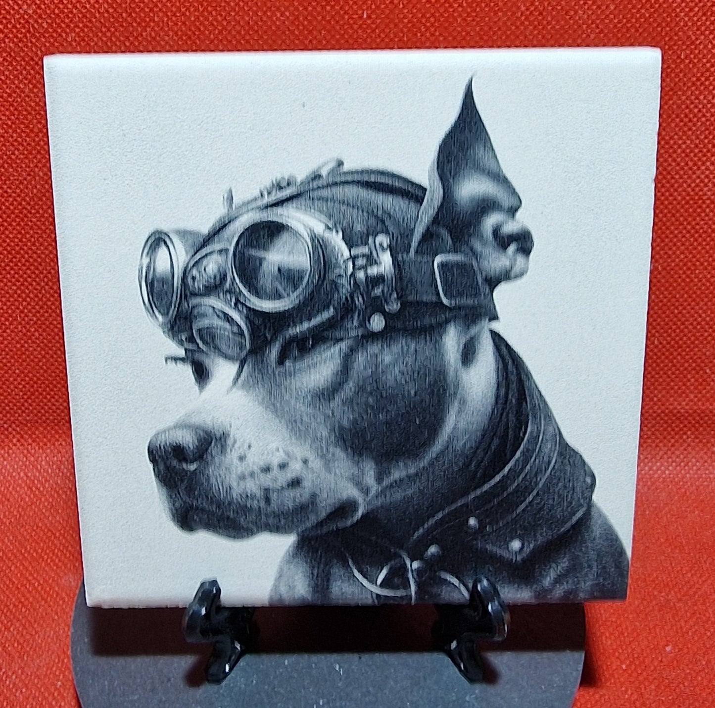 Steampunk Dog - Staffy Laser engraved coaster