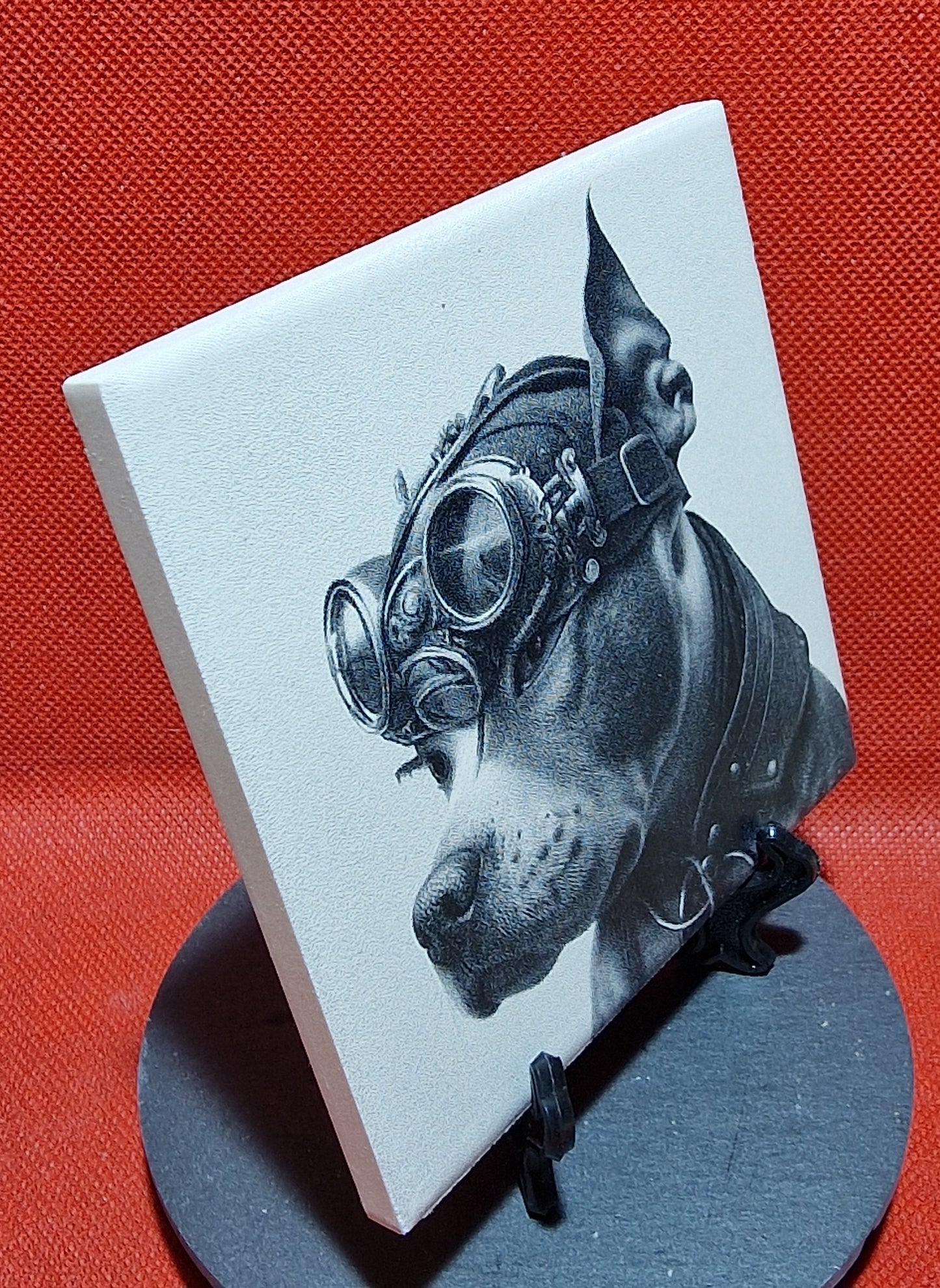 Steampunk Dog - Staffy Laser engraved coaster