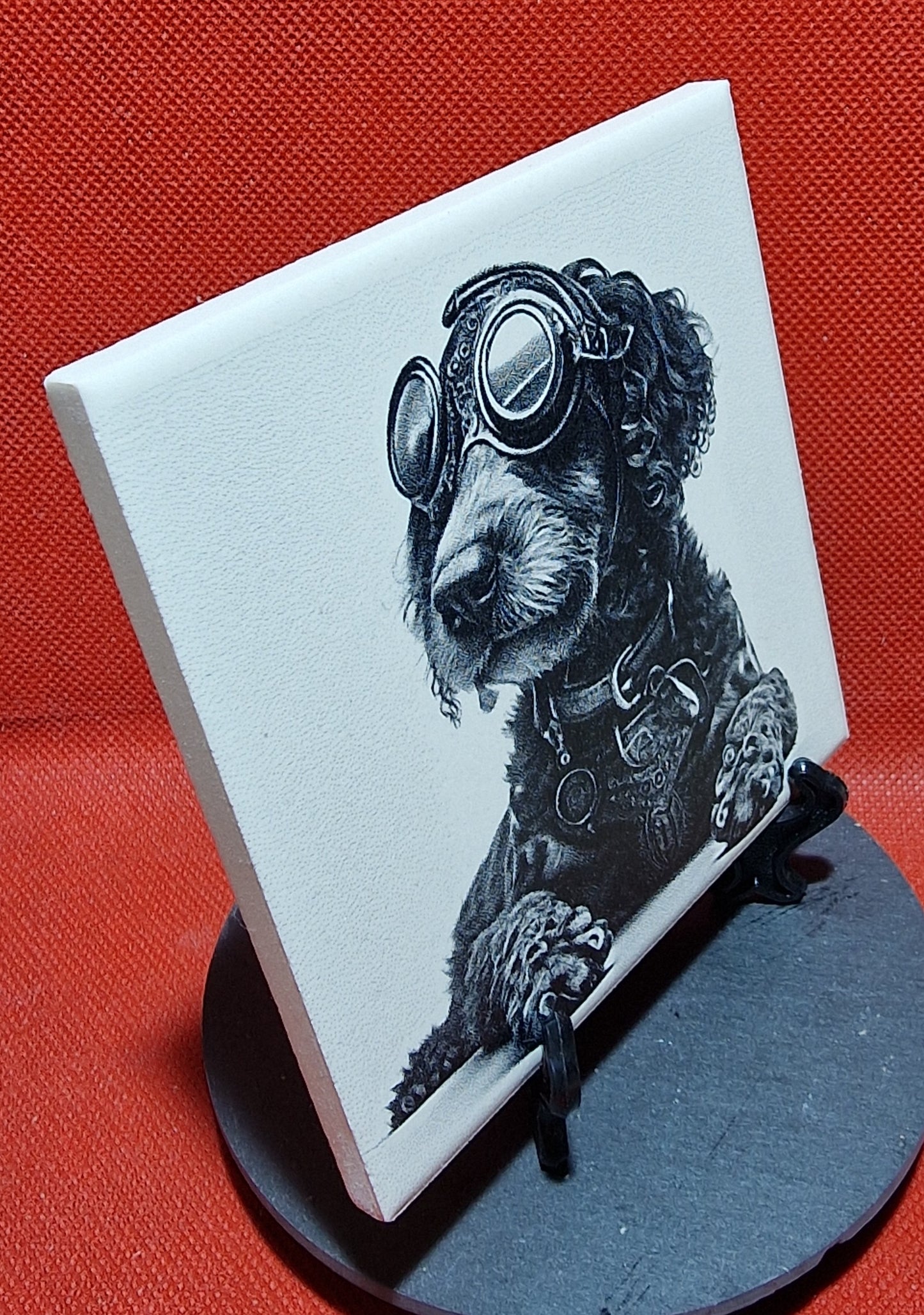 Steampunk Dog - Cockerpoo Laser engraved coaster/tile