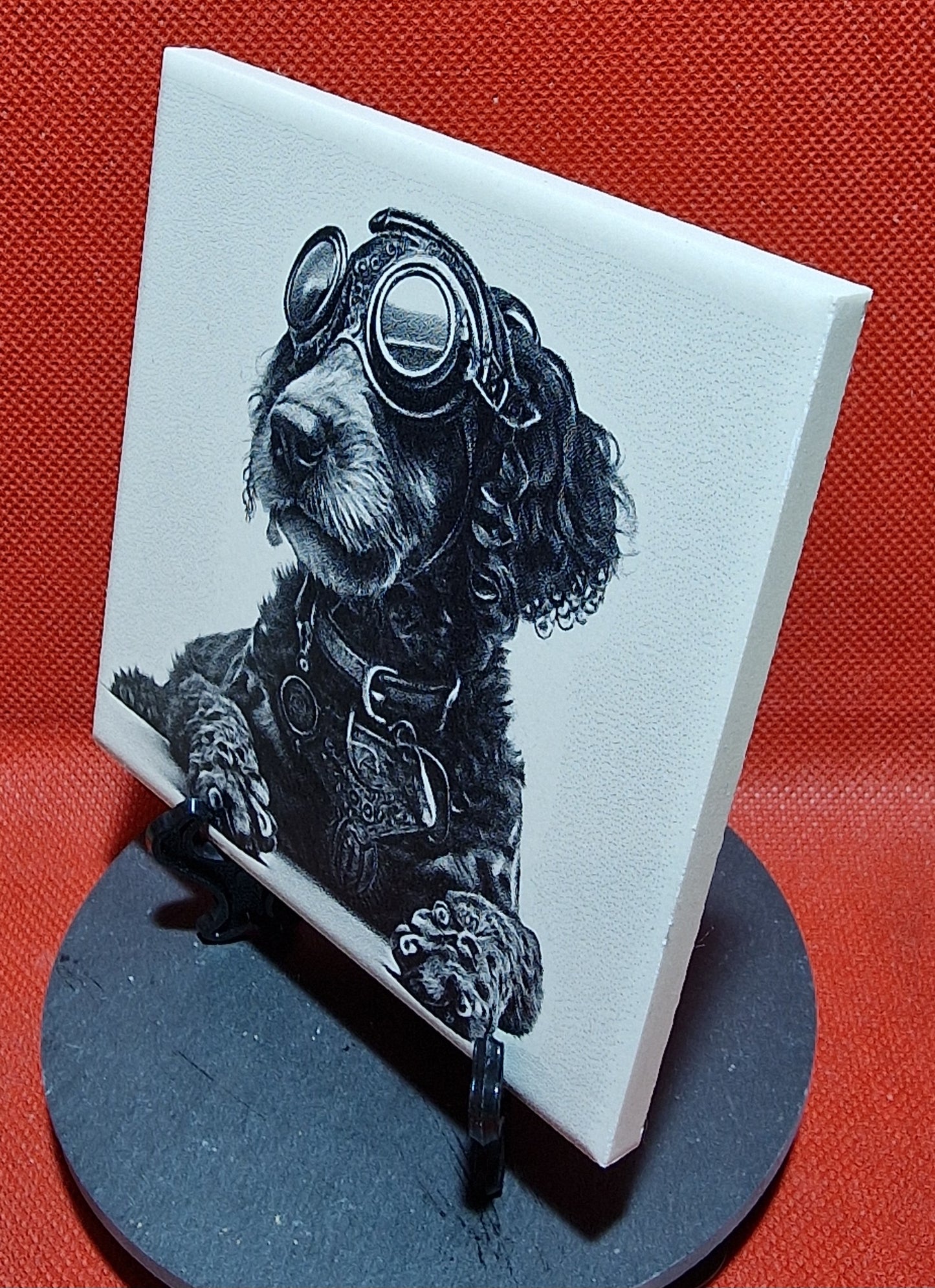 Steampunk Dog - Cockerpoo Laser engraved coaster/tile