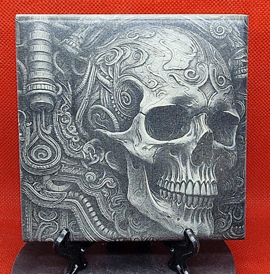 Skull - Ornate decorations Laser engraved coaster/tile