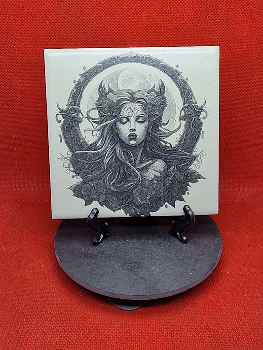 Goddess of the moon Laser engraved coaster/tile