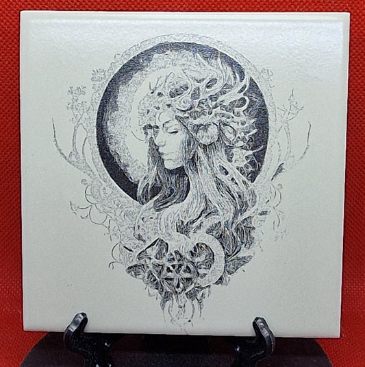 Goddess of the Moon Laser engraved coaster/tile