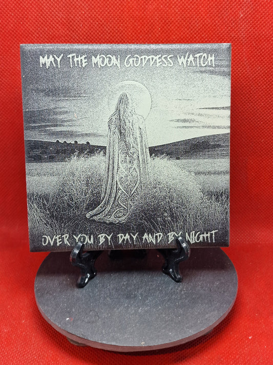 Moon Goddess Watch Over  You Laser engraved coaster/tile