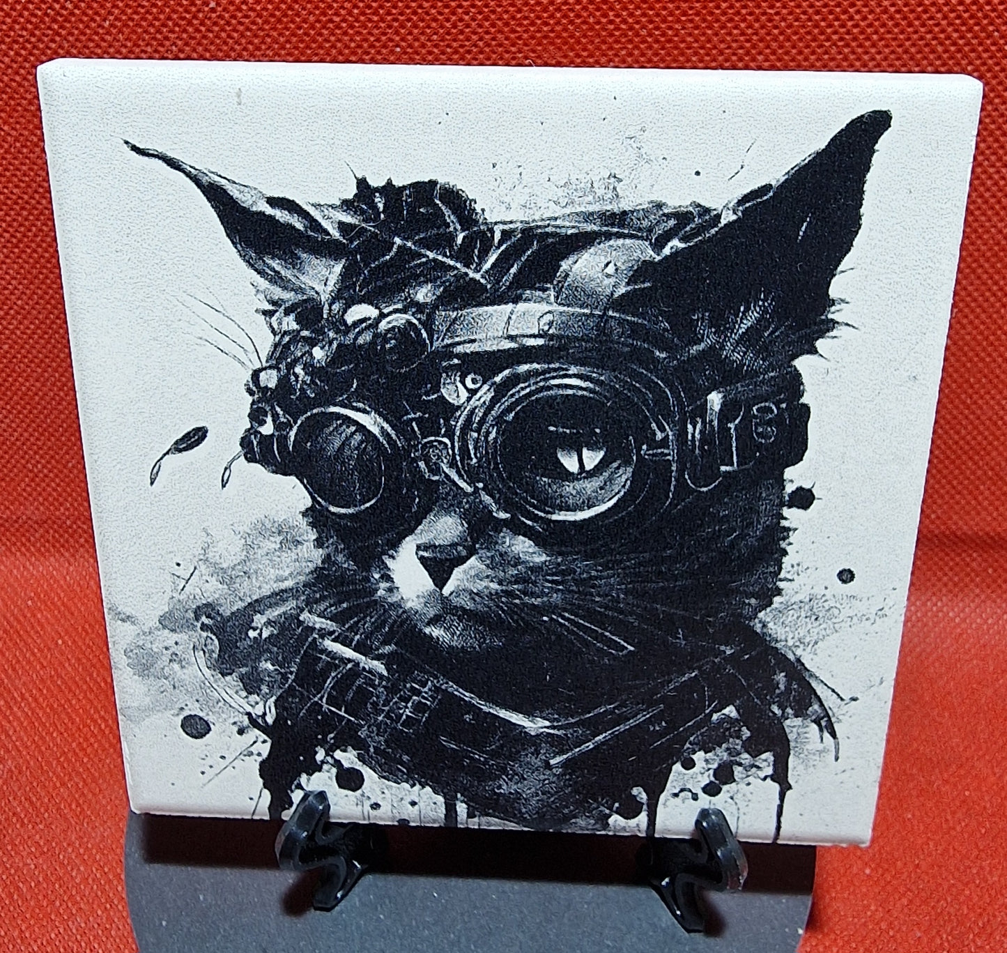 Steampunk Cate Laser engraved coaster/tile