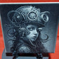 Steampunk Girl with Octopus embellished helmet Laser engraved coaster/tile