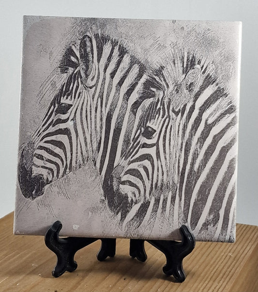 Zebras Laser engraved coaster/tile