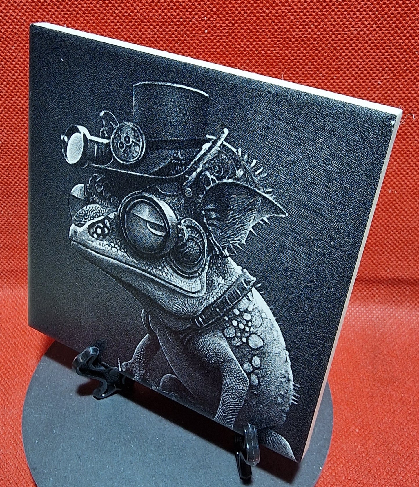 Steampunk Lizard Laser engraved coaster/tile