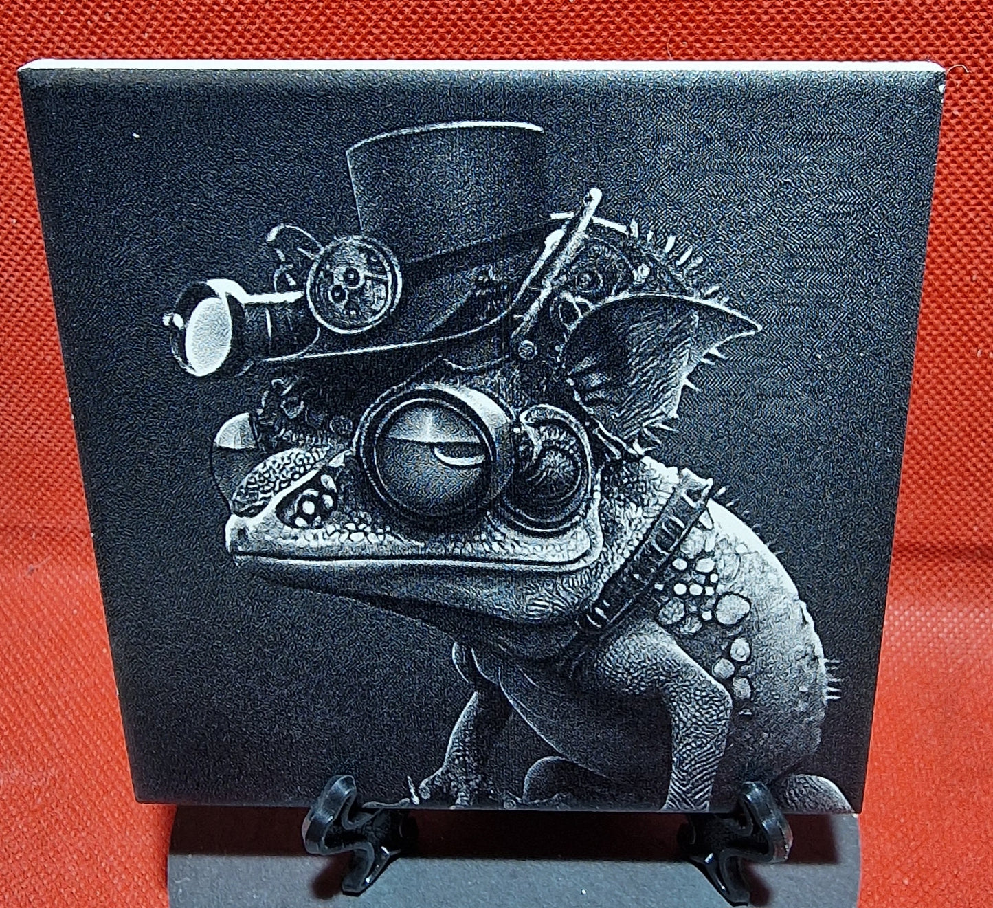 Steampunk Lizard Laser engraved coaster/tile