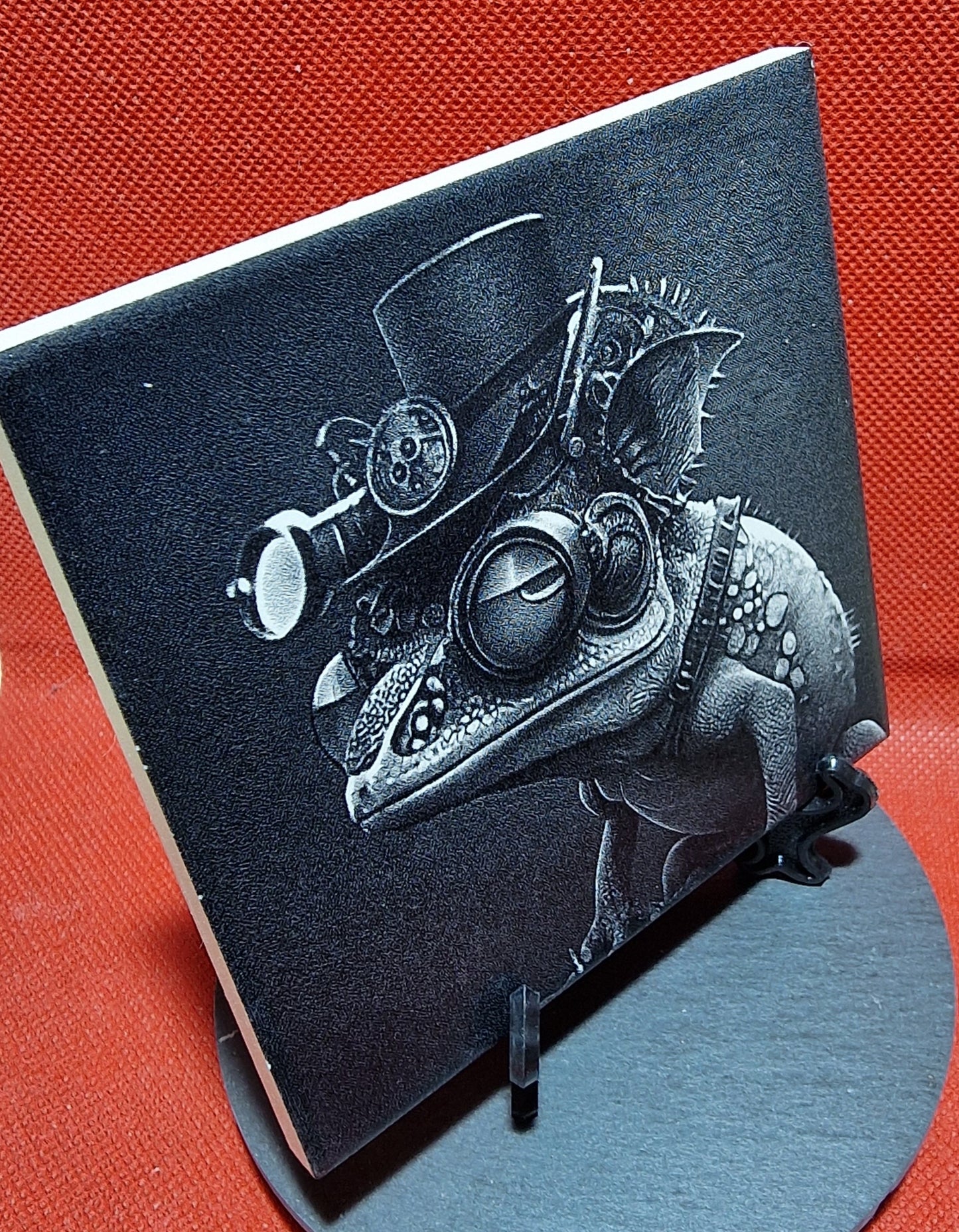 Steampunk Lizard Laser engraved coaster/tile