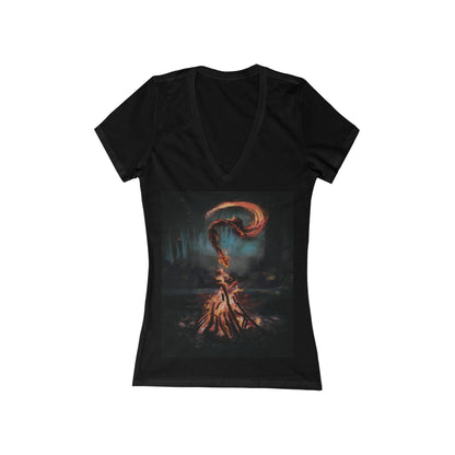 Women's Burning Witch Festival Deep V-Neck Tee