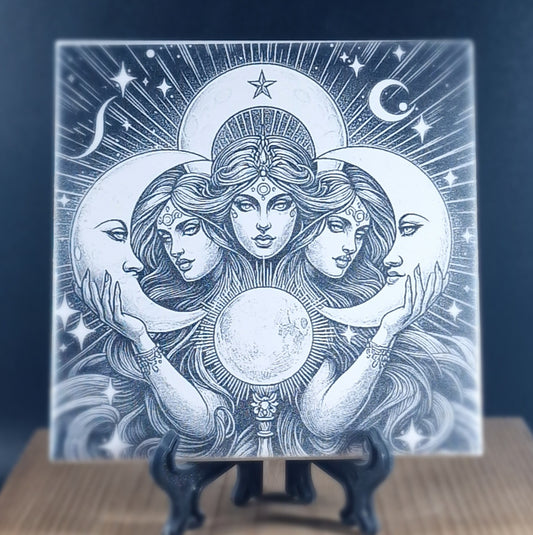 3 Witches / Moons Laser engraved coaster/tile