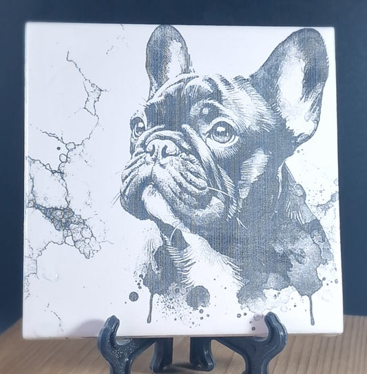 Frenchie Dog Laser engraved coaster/tile