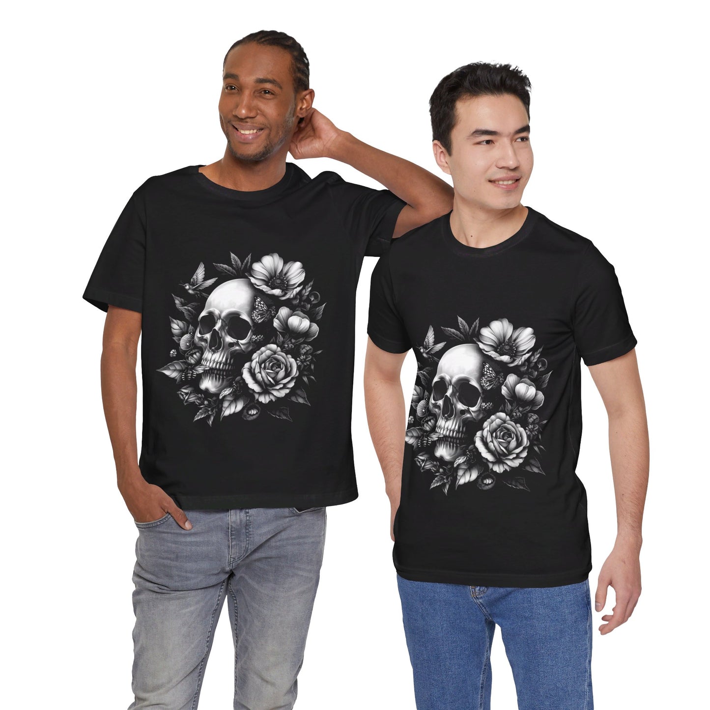 Short Sleeve Tee - Skull and Flowers