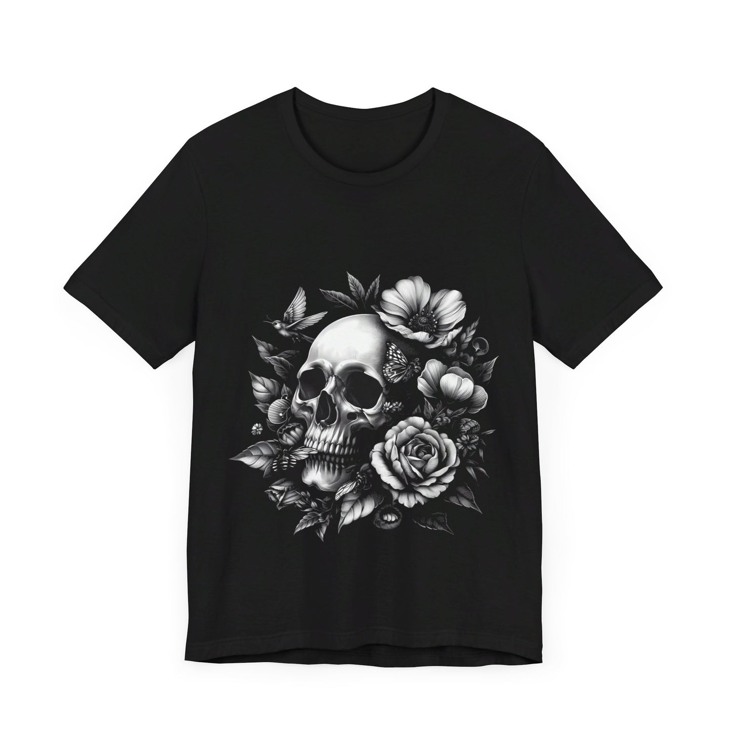 Short Sleeve Tee - Skull and Flowers