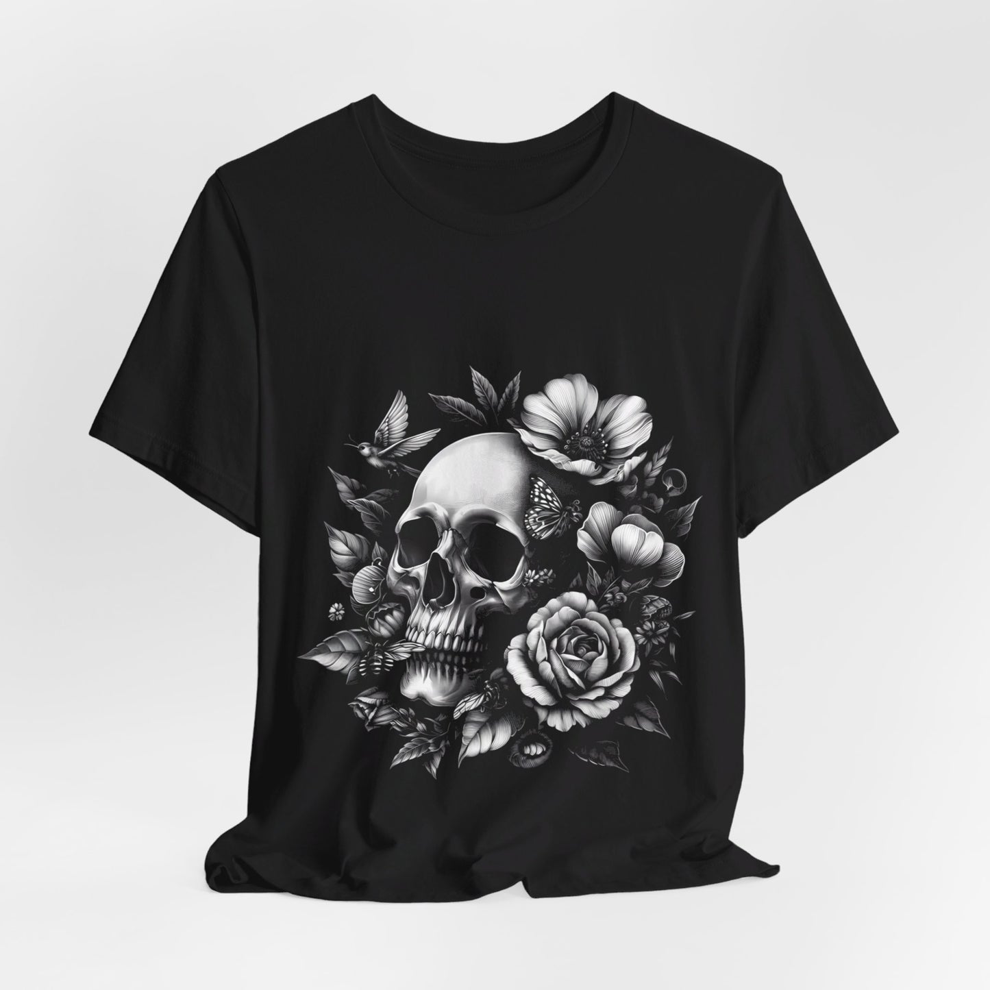 Short Sleeve Tee - Skull and Flowers