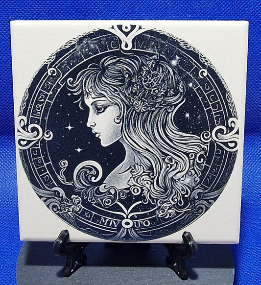 Virgo star sign Laser engraved coaster/tile