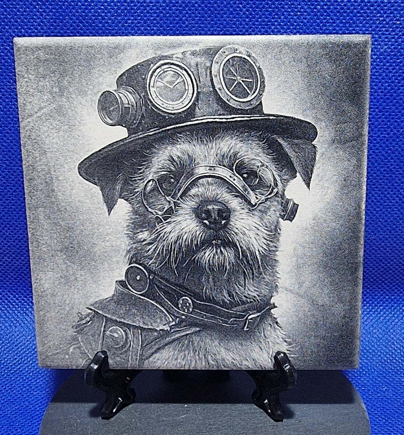 Border Terrier Steampunk Pet Laser engraved coaster/tile