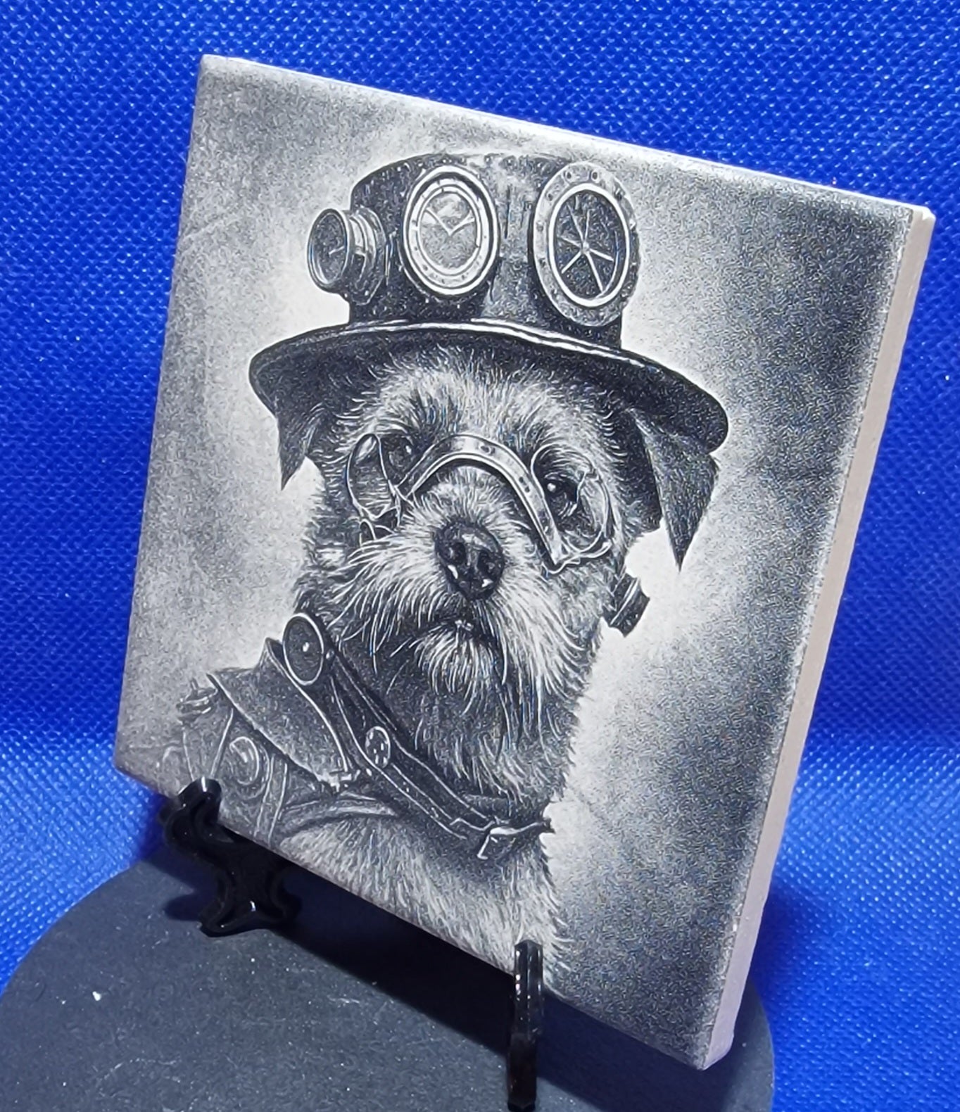 Border Terrier Steampunk Pet Laser engraved coaster/tile