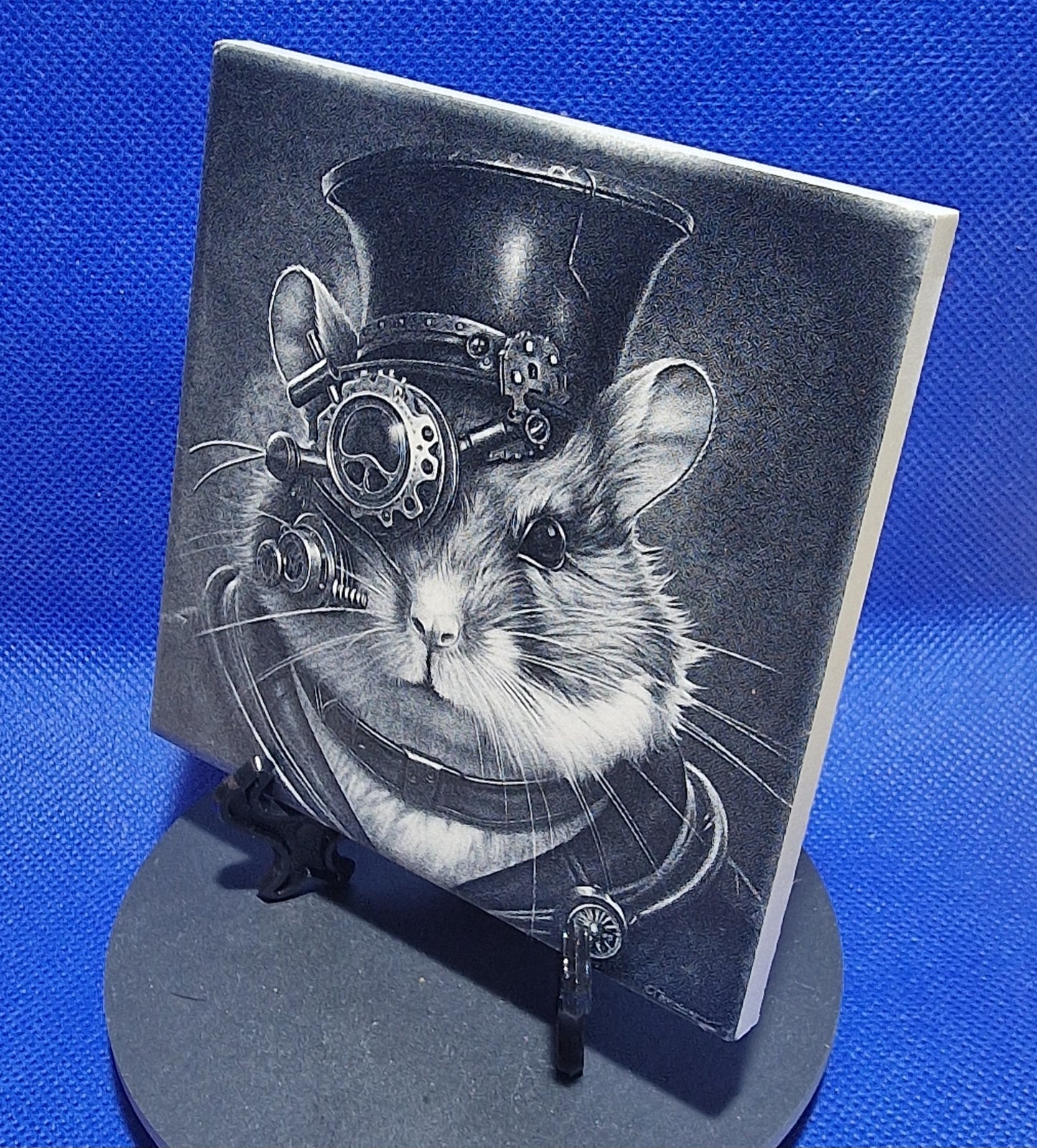 Hamster Steampunk Pet Laser engraved coaster/tile v1