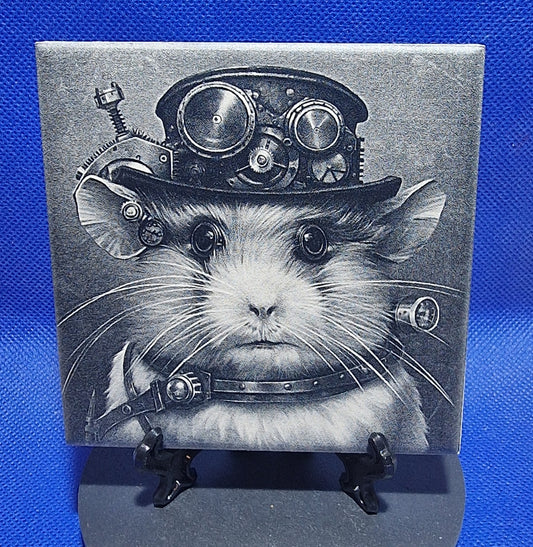 Hamster Steampunk Pet Laser engraved coaster/tile