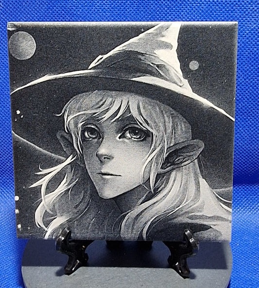 Young Witchling Laser engraved coaster/tile