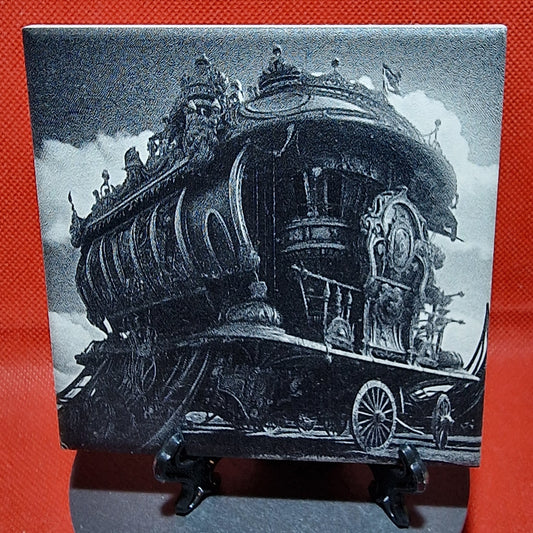 Steampunk Wagon Laser engraved coaster/tile