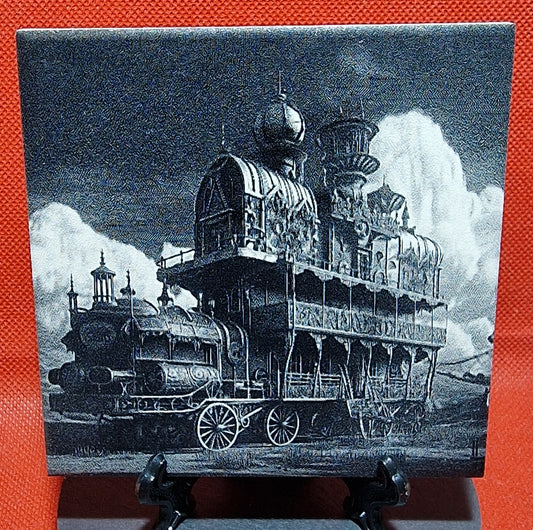 Steampunk Wagon Laser engraved coaster/tile