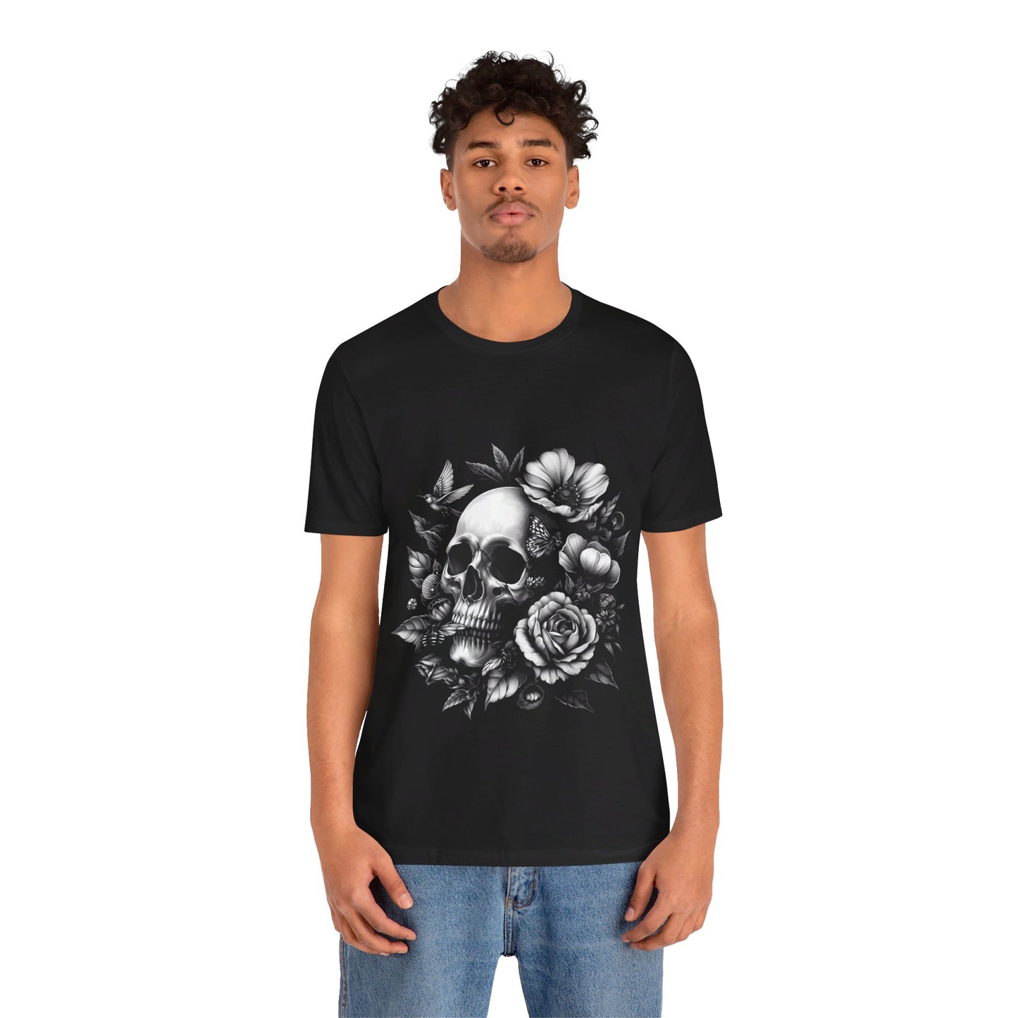 Short Sleeve Tee - Skull and Flowers