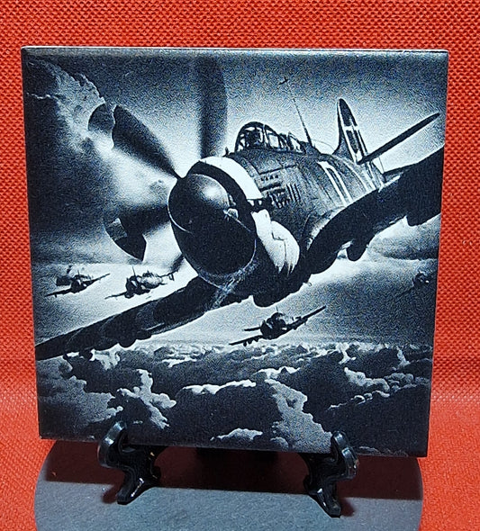 World War II Fighter Plane Laser engraved coaster/tile