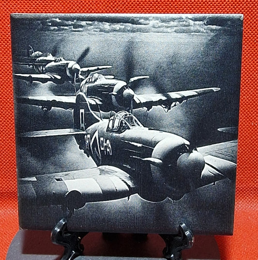 World War II Fighter Plane Laser engraved coaster/tile