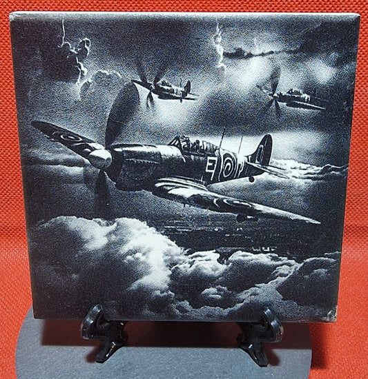 World War II Spitfire Fighter Plane Laser engraved coaster/tile