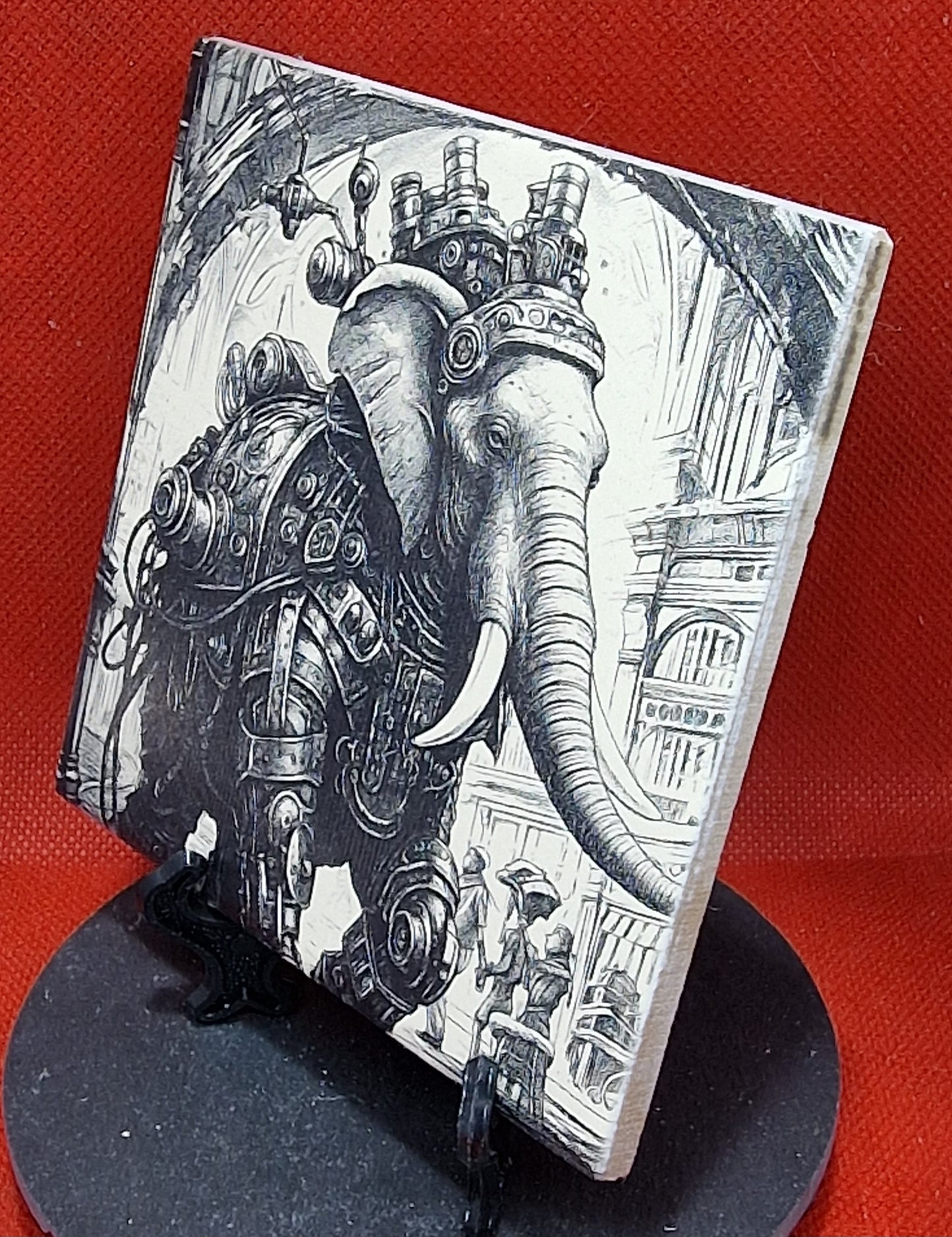 Steampunk Elephant Laser engraved coaster/tile v2