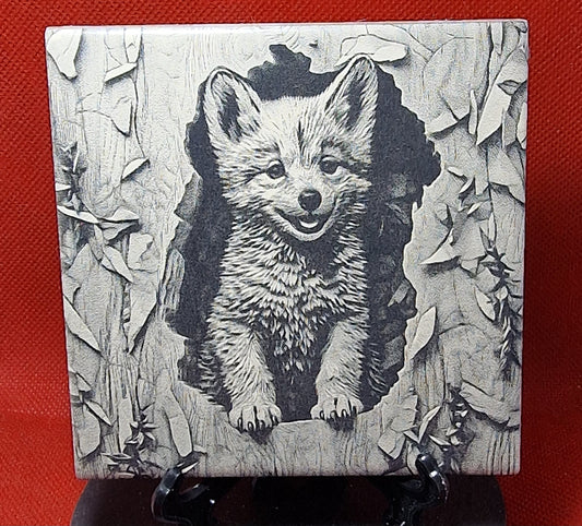 Wolf Cub Laser engraved coaster/tile