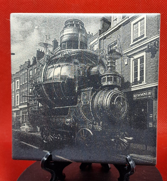 Steampunk Wagon Laser engraved coaster/tile