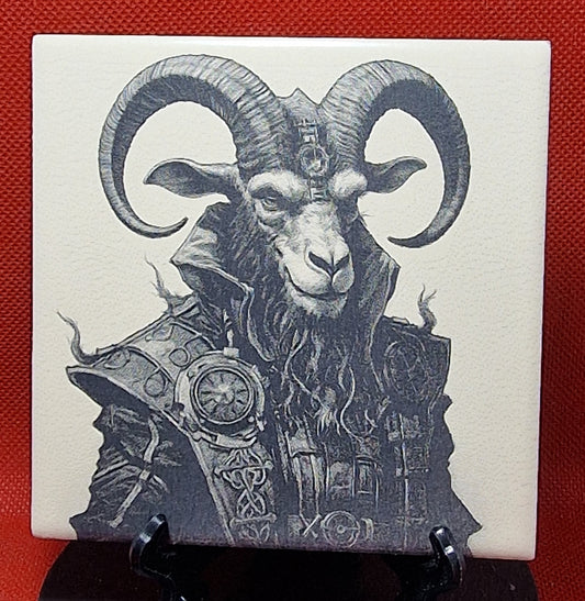 Steampunk Goat Laser engraved coaster/tile