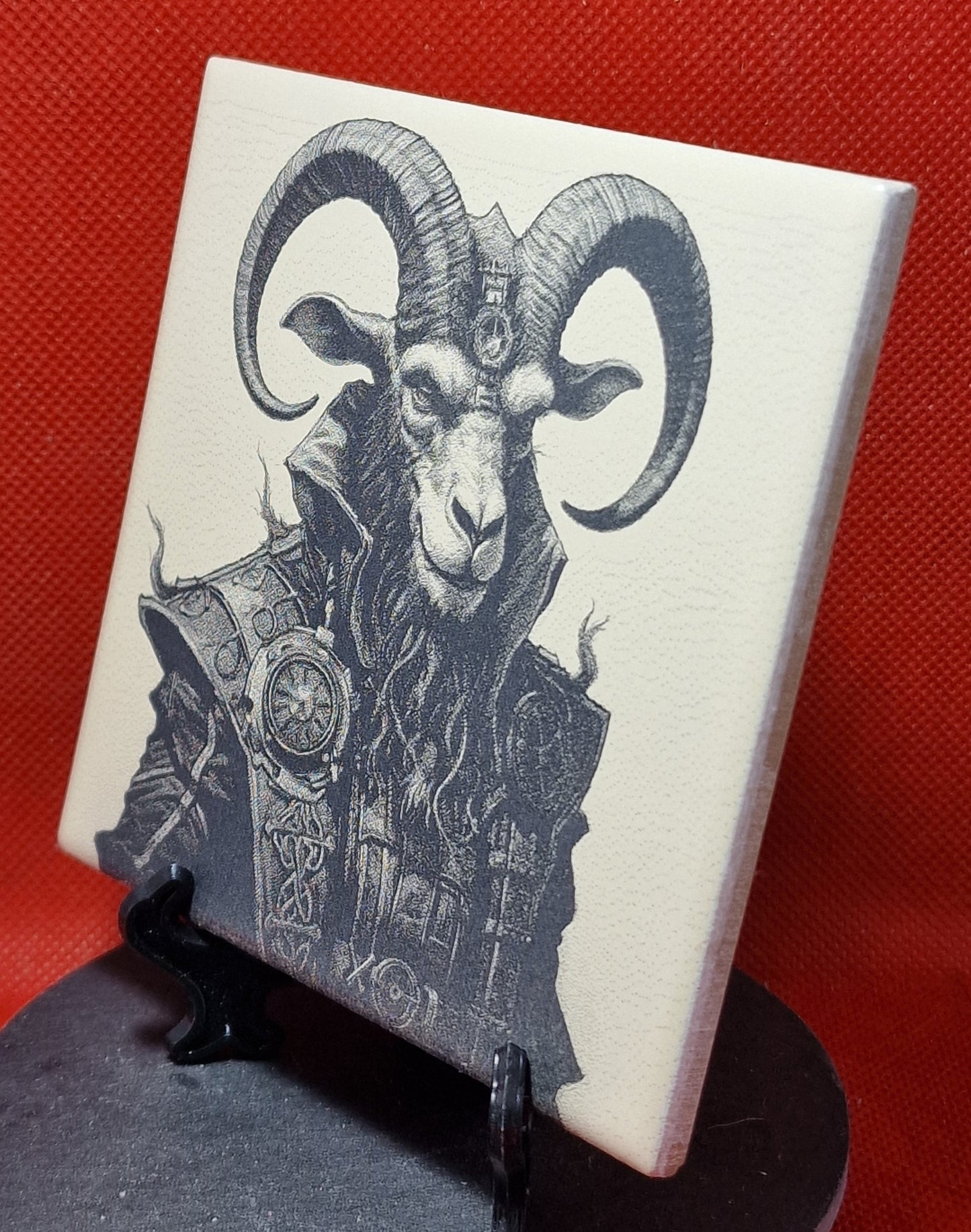 Steampunk Goat Laser engraved coaster/tile