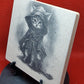 Cat in witchy outfit Laser engraved coaster/tile