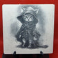 Cat in witchy outfit Laser engraved coaster/tile