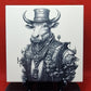 Steampunk Cow Laser engraved coaster/tile