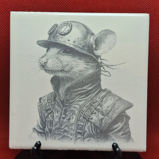 Steampunk Rat Laser engraved coaster/tile