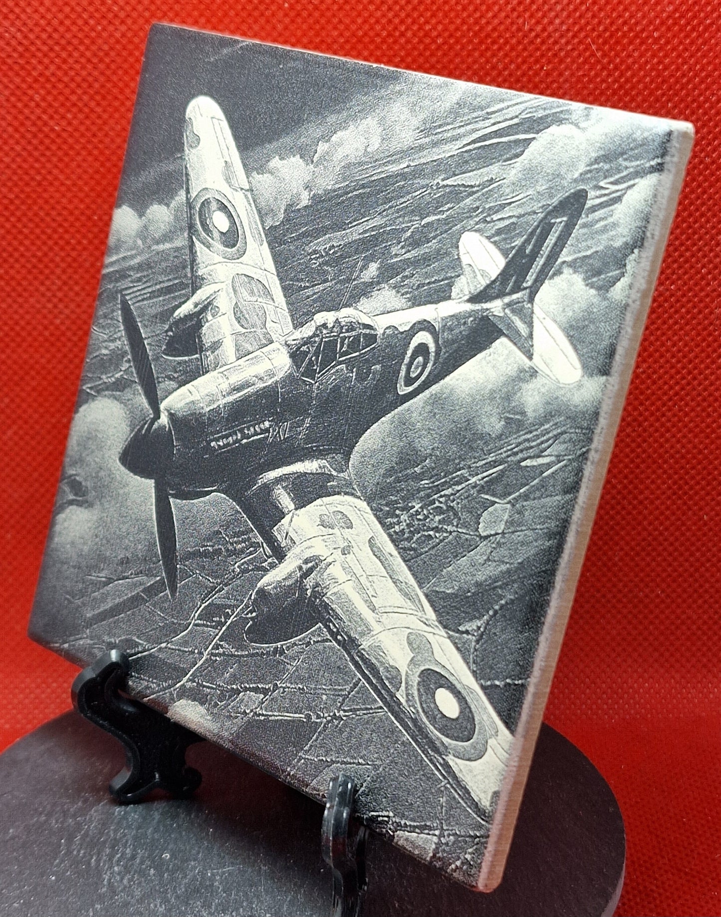 World War II Fighter Plane Laser engraved coaster/tile