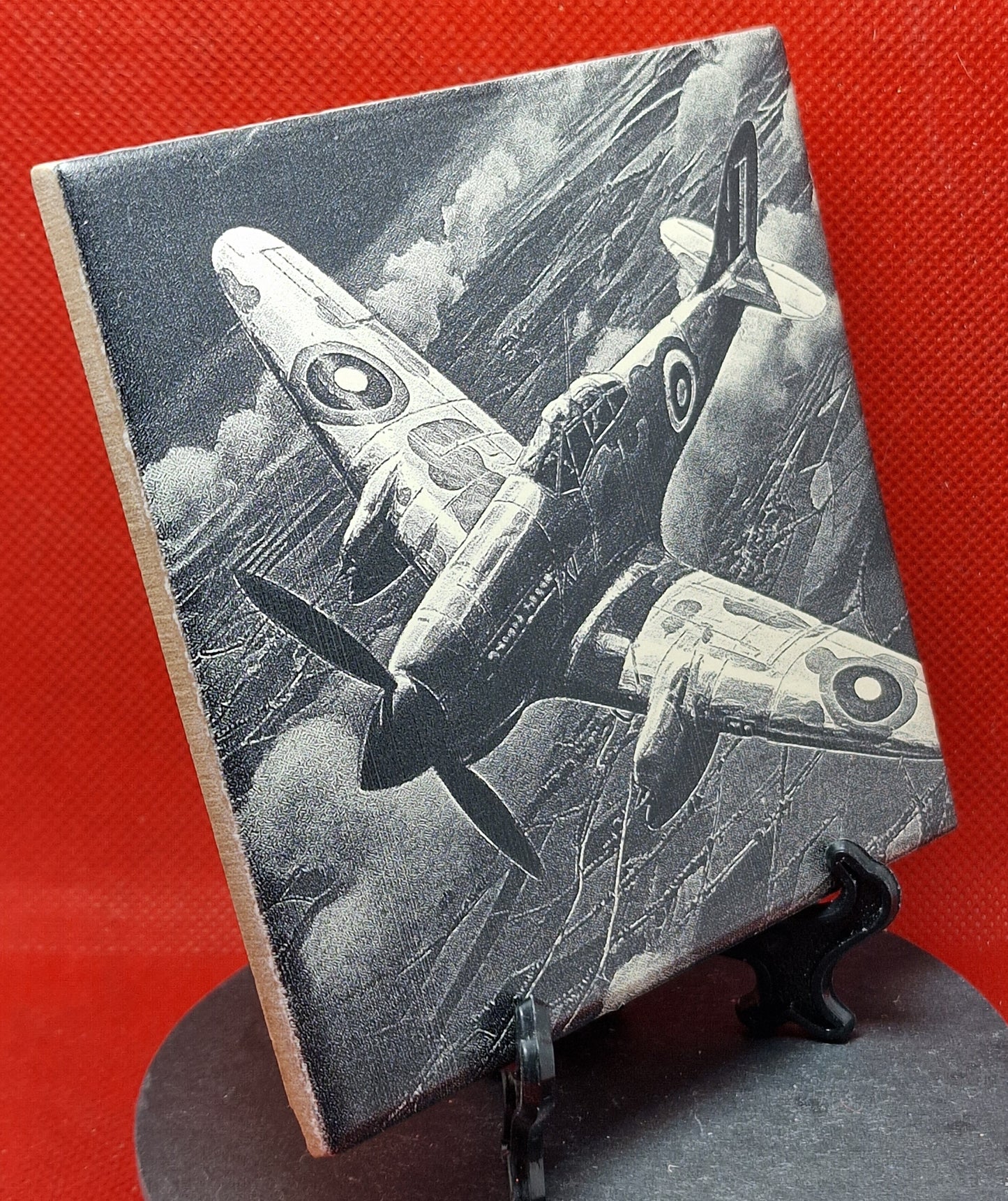 World War II Fighter Plane Laser engraved coaster/tile