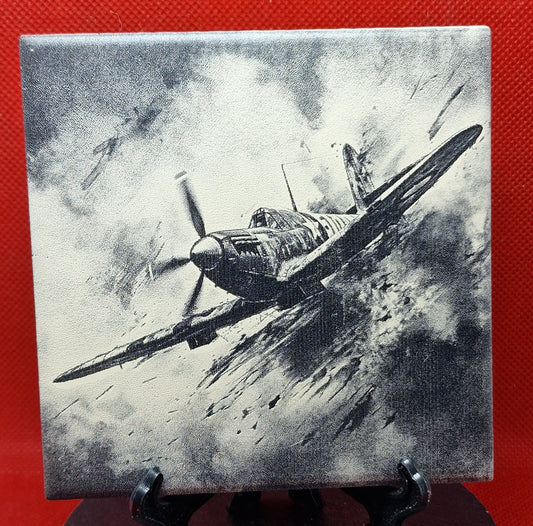 World War II Fighter plane Laser engraved coaster/tile