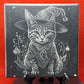 Cat in witches outfit Laser engraved coaster/tile