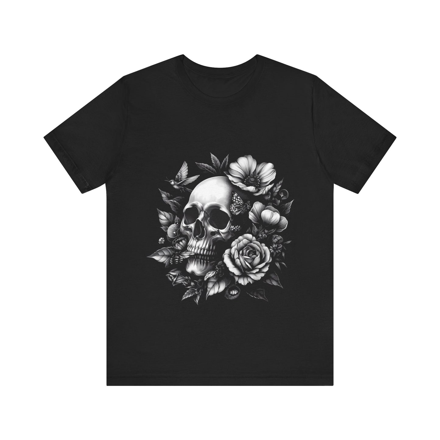 Short Sleeve Tee - Skull and Flowers