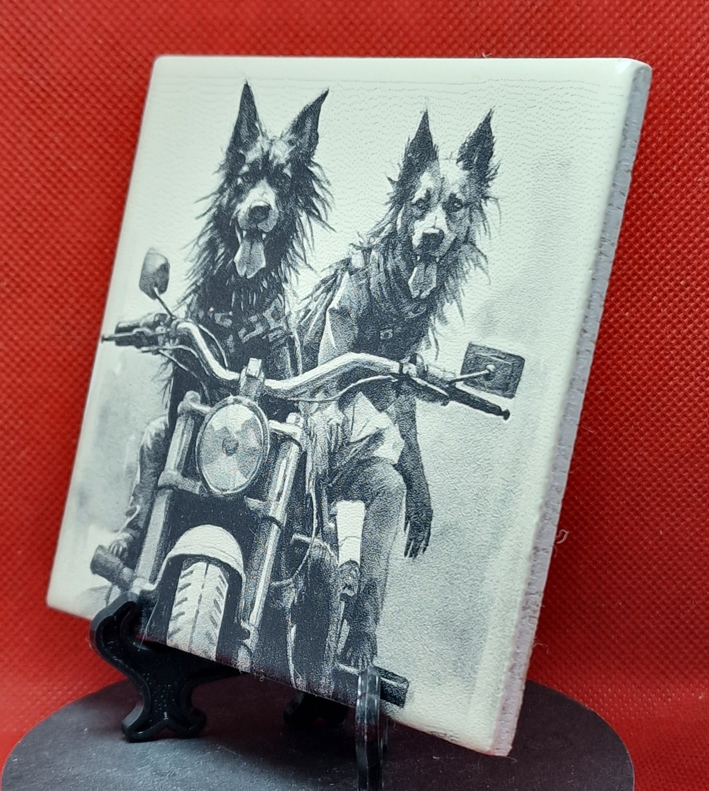 Biker Dogs Laser engraved coaster/tile