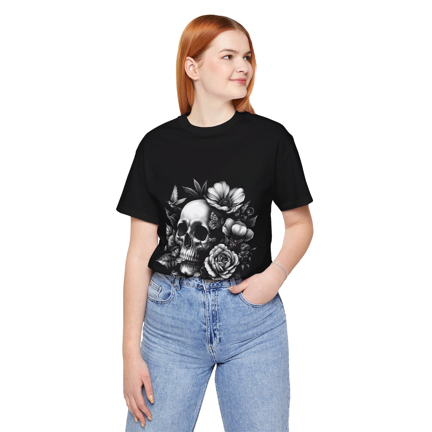 Short Sleeve Tee - Skull and Flowers