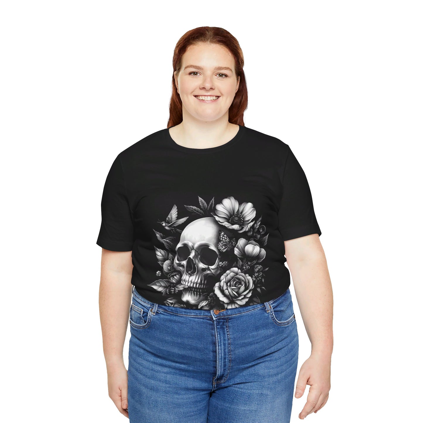 Short Sleeve Tee - Skull and Flowers