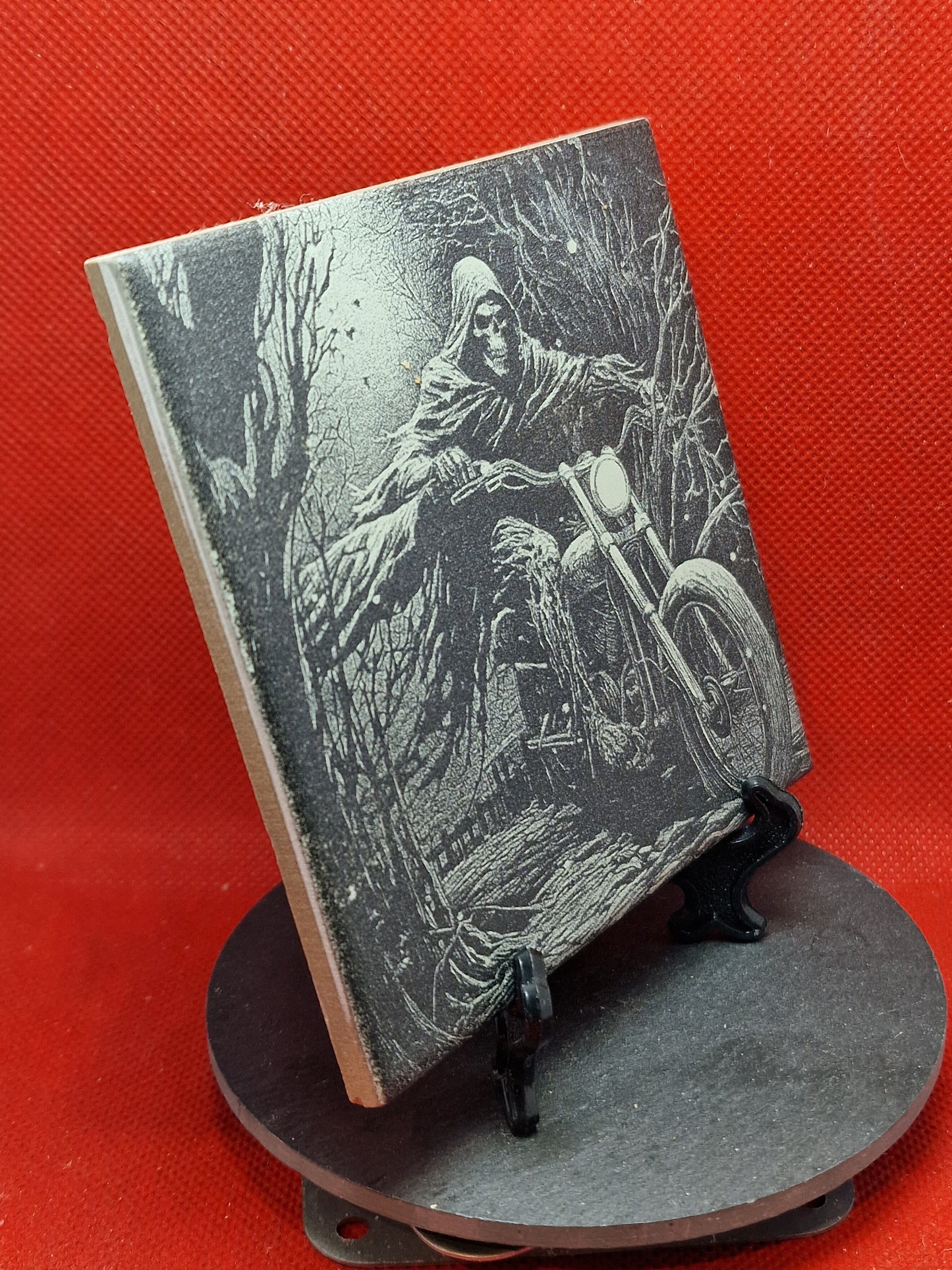 Biker - Grim Reaper Laser engraved coaster/tile